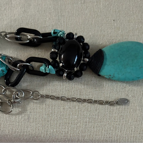 Laura Ashley Turquoise & Black Statement Teardrop Necklace - Women Jewelry - Picture 2 of 5